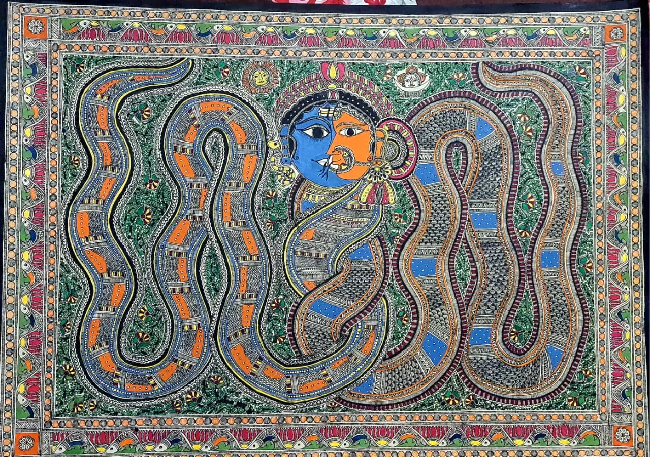Naag Nagin – Madhubani Kachni Art (22×30 Inches)