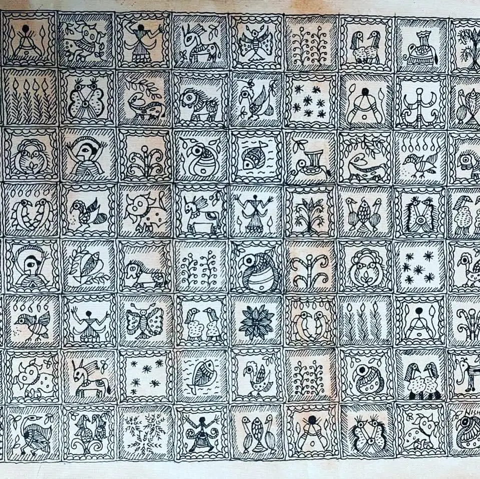 Sacred Symbols - Godna in Mithila (22 × 30 inches)