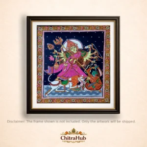 Goddess Durga Slaying Mahishasura (15.7 × 18.5 Inches)