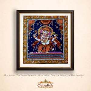 Lord Ganesha Traditional Pattachitra Painting(15.7 × 18.5 Inches)