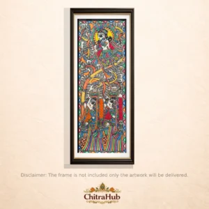 Krishna with Gopis – Traditional Madhubani Painting (30 x 11 inches)