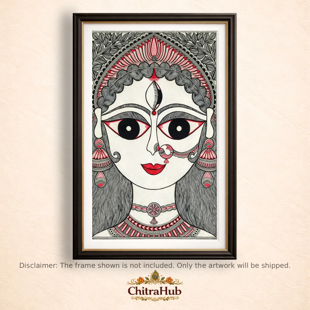 Maa Bhagwati – Original Handmade Madhubani Painting (15 x 11 inches)