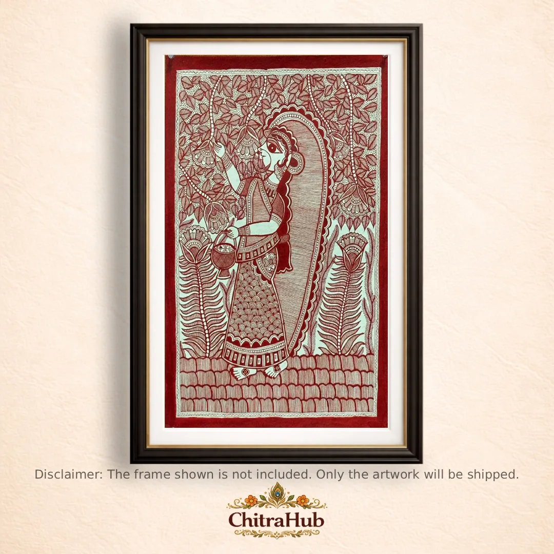 Phool Sangrah– Monochrome Madhubani Painting (15 x 11 inches)