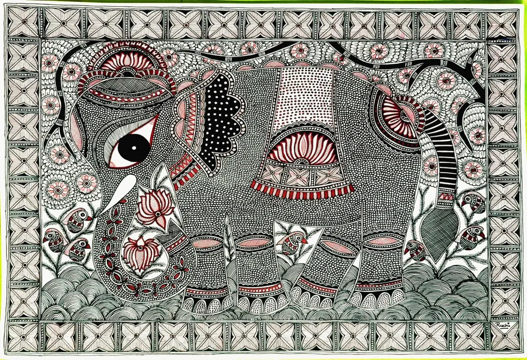 The Auspicious Gajraj(11.7 × 16.5 Inches)