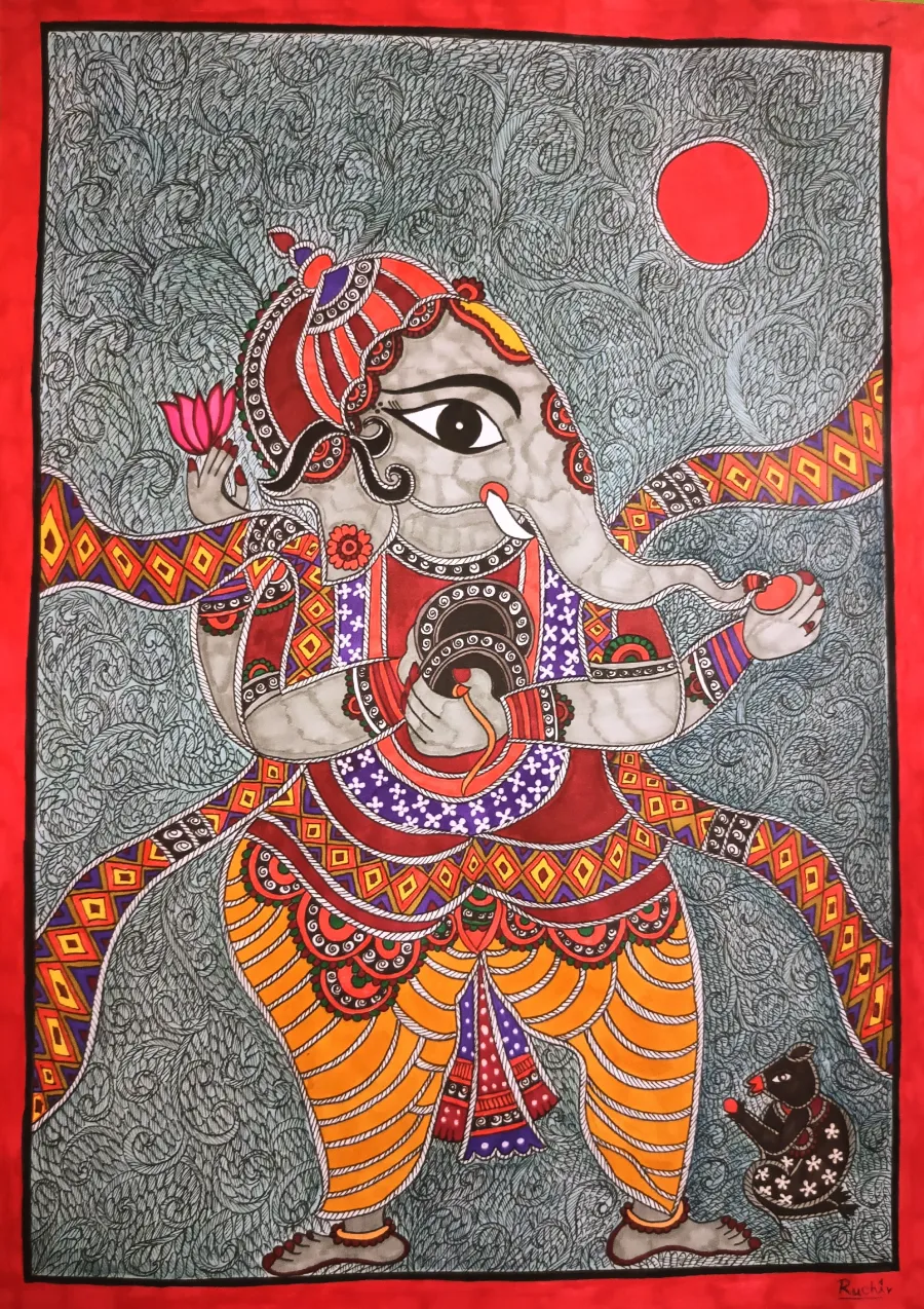 Anandmay Ganpati(11.7 × 16.5 Inches) By-Ruchi Saxena