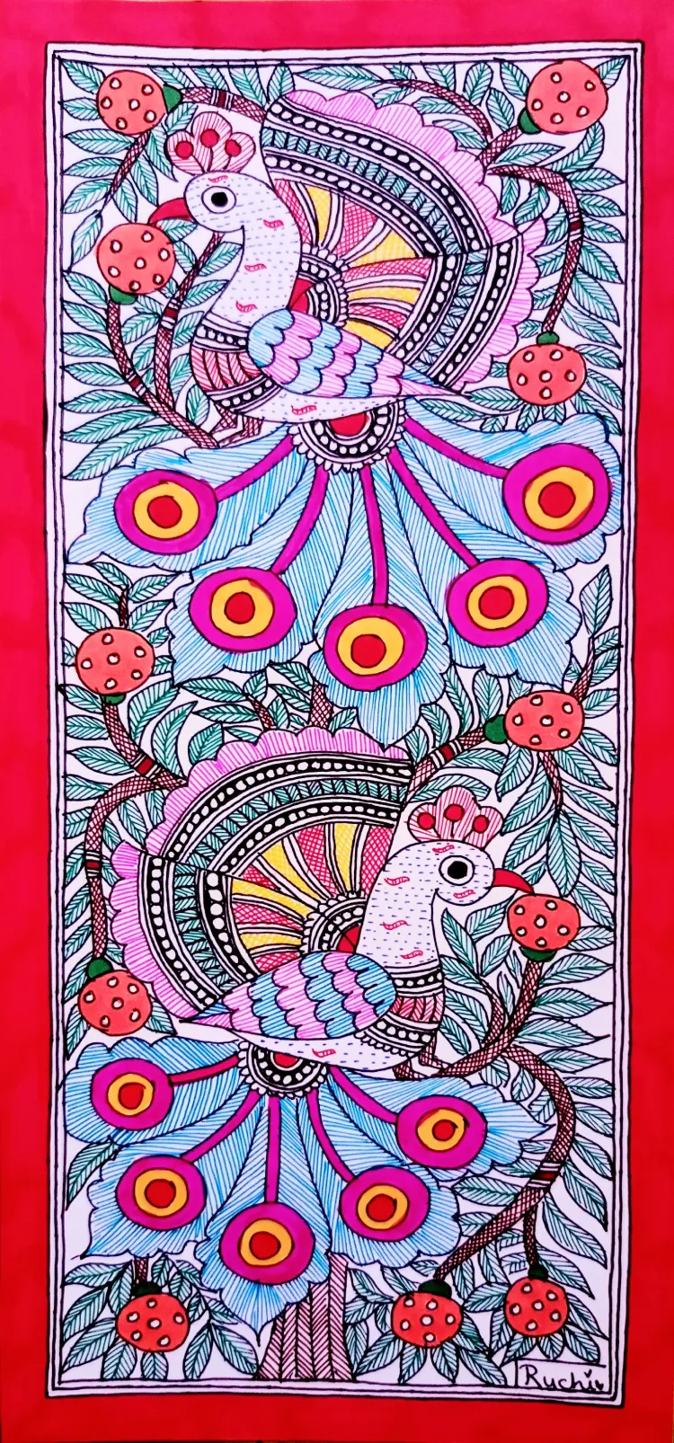 Sacred Echoes of Mithila(11.7 × 5.5 Inches (Each)