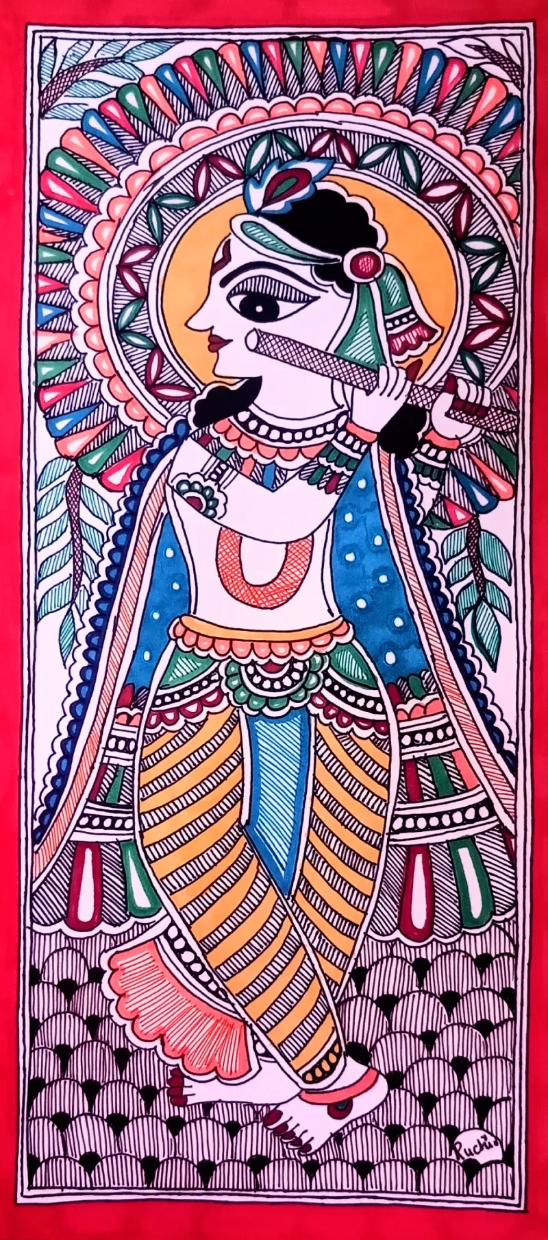 Sacred Echoes of Mithila(11.7 × 5.5 Inches (Each)