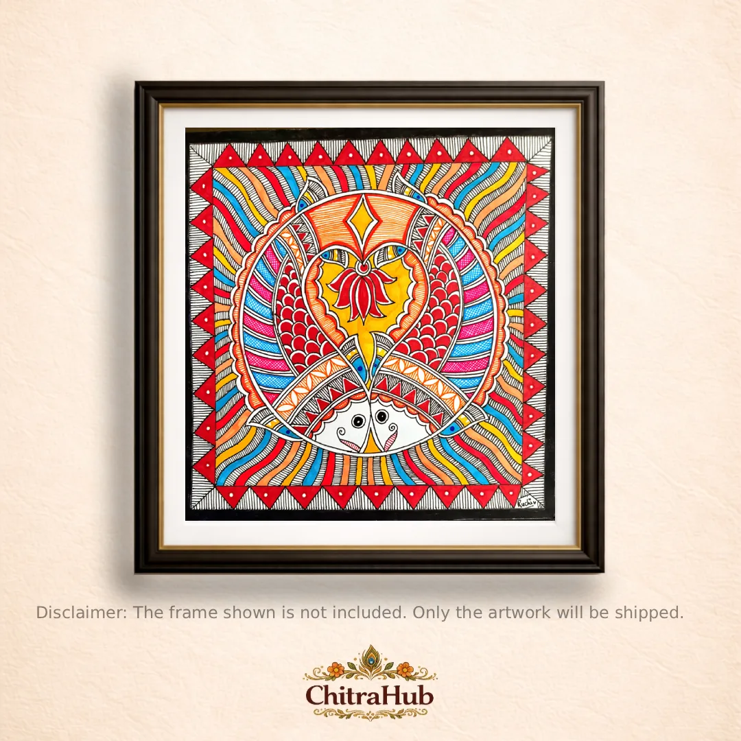 The Eternal Trio: A Mithila Harmony(8.2 × 8.2 Inches Each)
