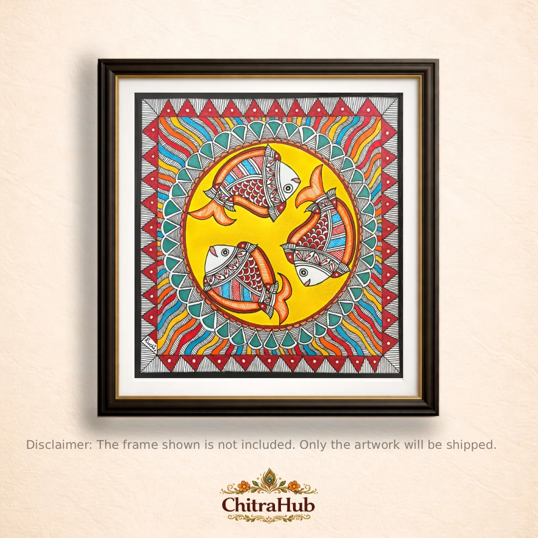 The Eternal Trio: A Mithila Harmony(8.2 × 8.2 Inches Each)