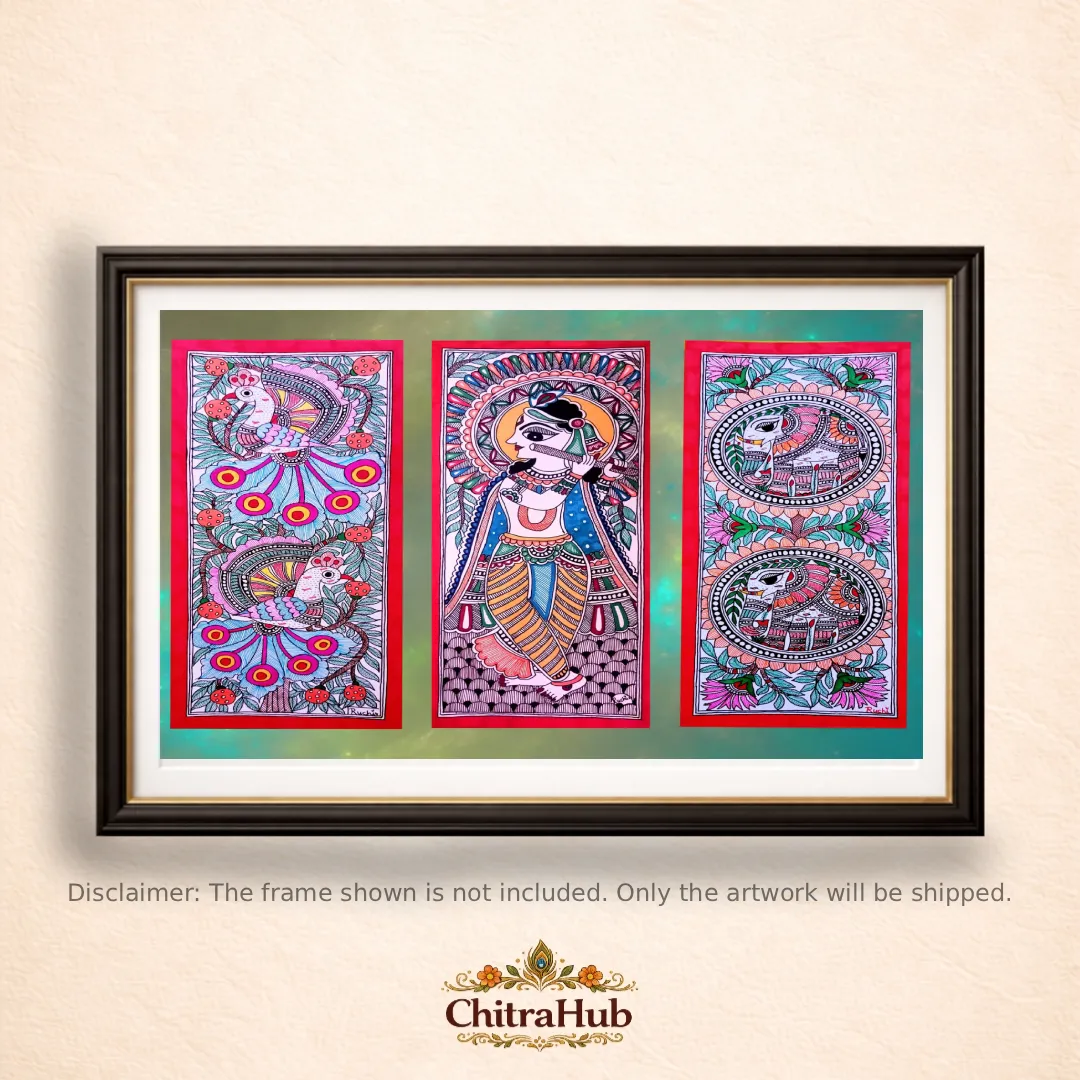 Sacred Echoes of Mithila(11.7 × 5.5 Inches (Each)