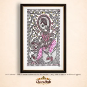 Madhubani Saraswati Maa(11.7 × 16.5 Inches)