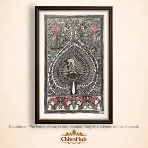 Madhubani Symphony in Feathers(11.7 × 16.5 Inches)