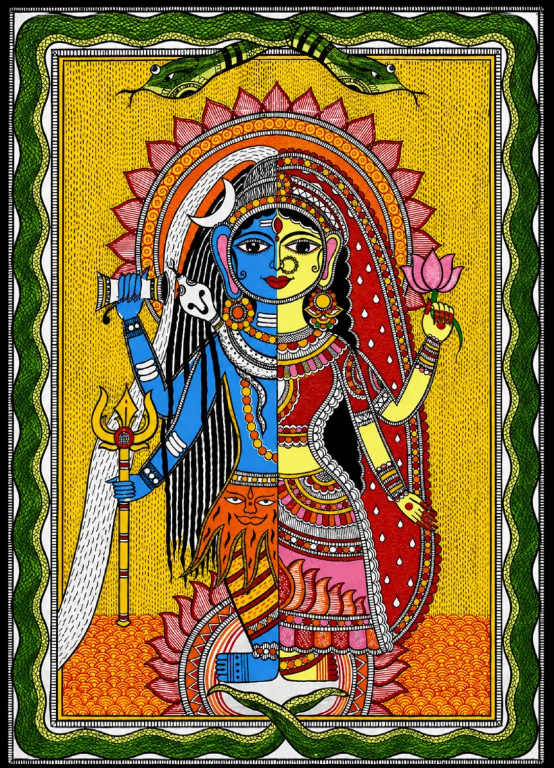 Ardhanarishvara – Union of Shiva & Shakti_29.5 × 39 cm (11.6 × 15.3 inches approx.)