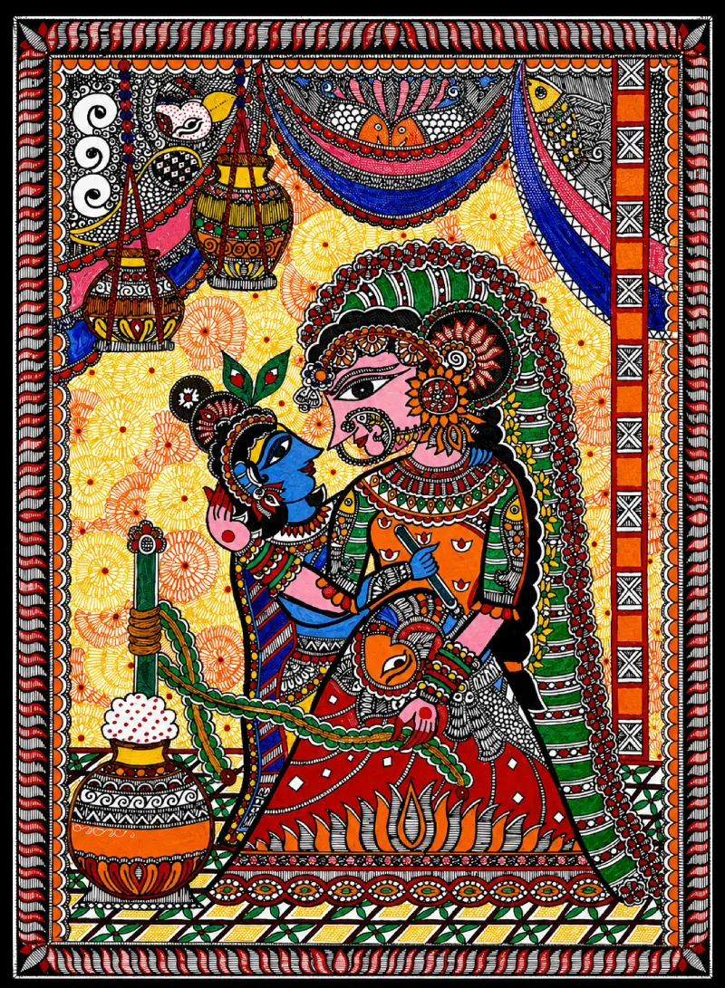 Little Krishna with Yasoda Maa_29.5 × 39 cm (11.6 × 15.3 inches approx.)