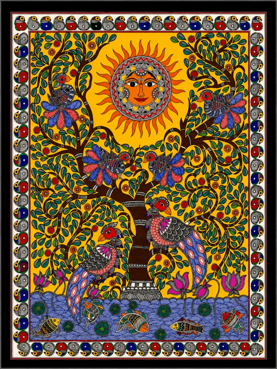 Surya Vriksha – Garden of Life and Harmony (48.5 × 59 cm)