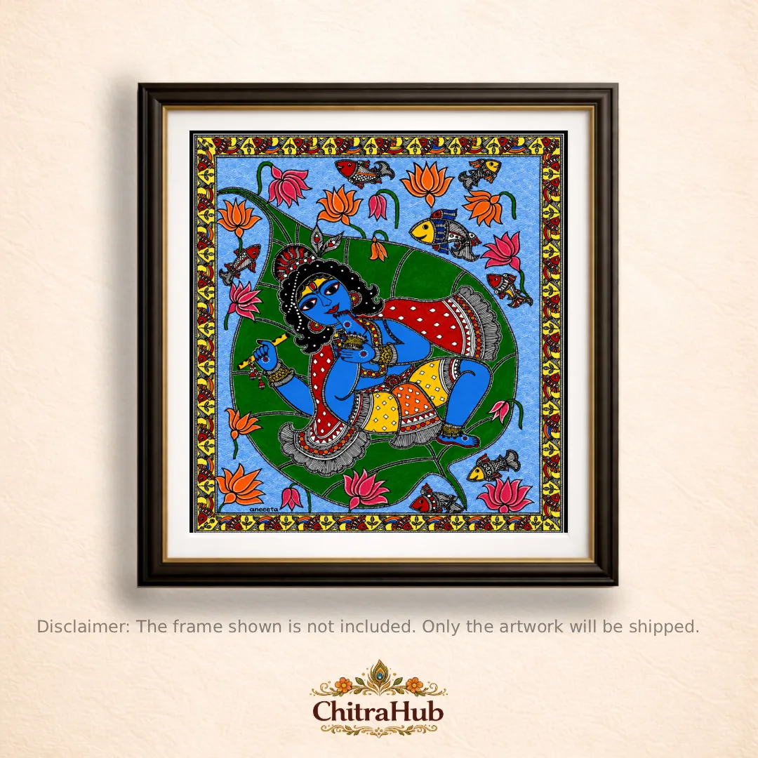 Bal Krishna on Lotus Leaf_29.5 × 39 cm (11.6 × 15.3 inches approx.)
