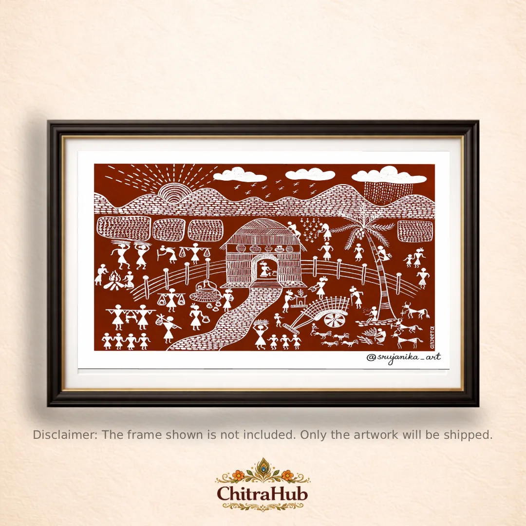 Tribal Village Life 29 × 39 cm (11.4 × 15.3 inches approx.)