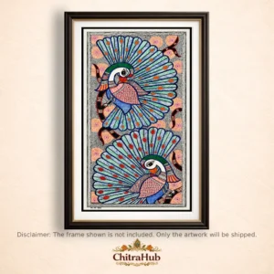 Twin Peacocks – Dance of Elegance and Harmony (24.5 × 59 cm)