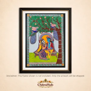 Radha Krishna Madhubani Painting (24 × 36 inches)