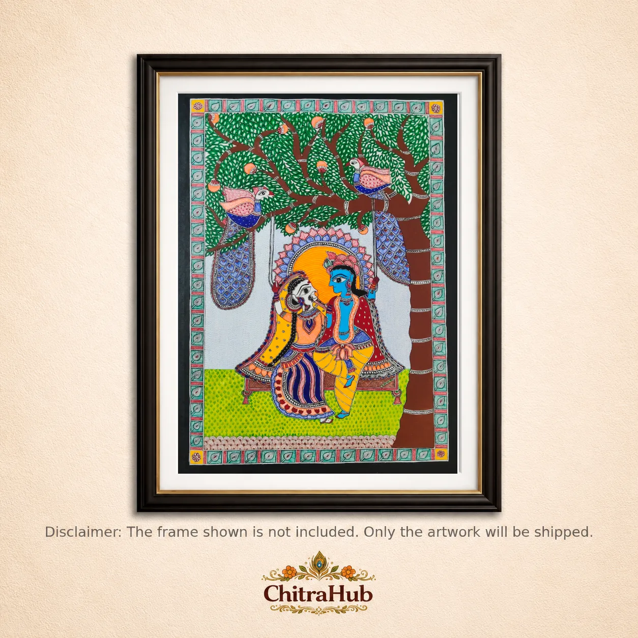 Radha Krishna Madhubani Painting (24 × 36 inches)