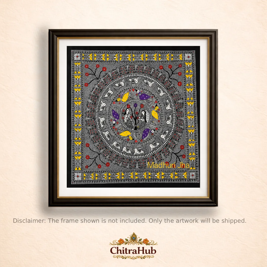 Raja Salhesh and Rani Chandravati – Eternal Love of Mithila (24 × 24 inches)