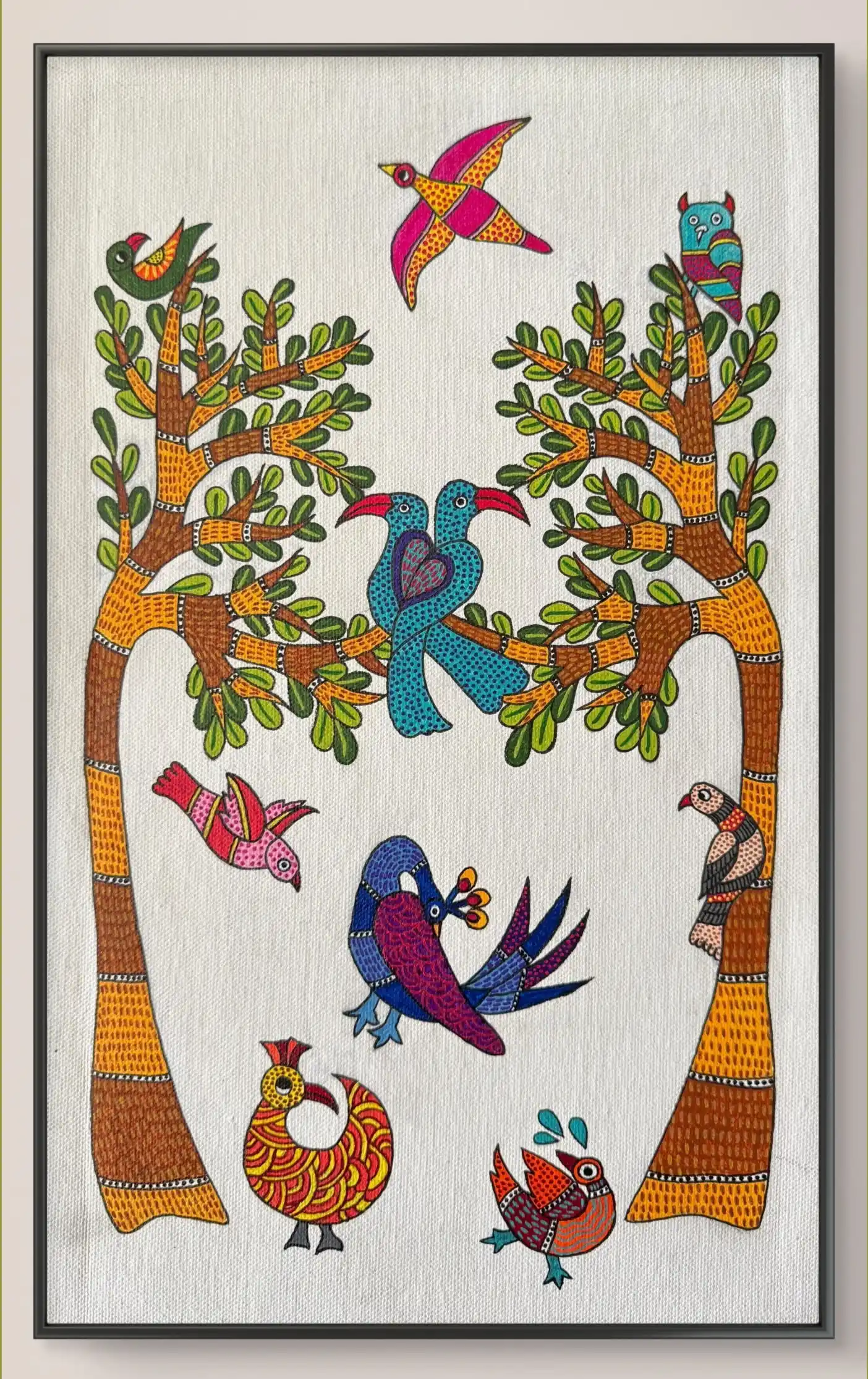 Birds Kingdom in Gond Art (24 × 40 cm)