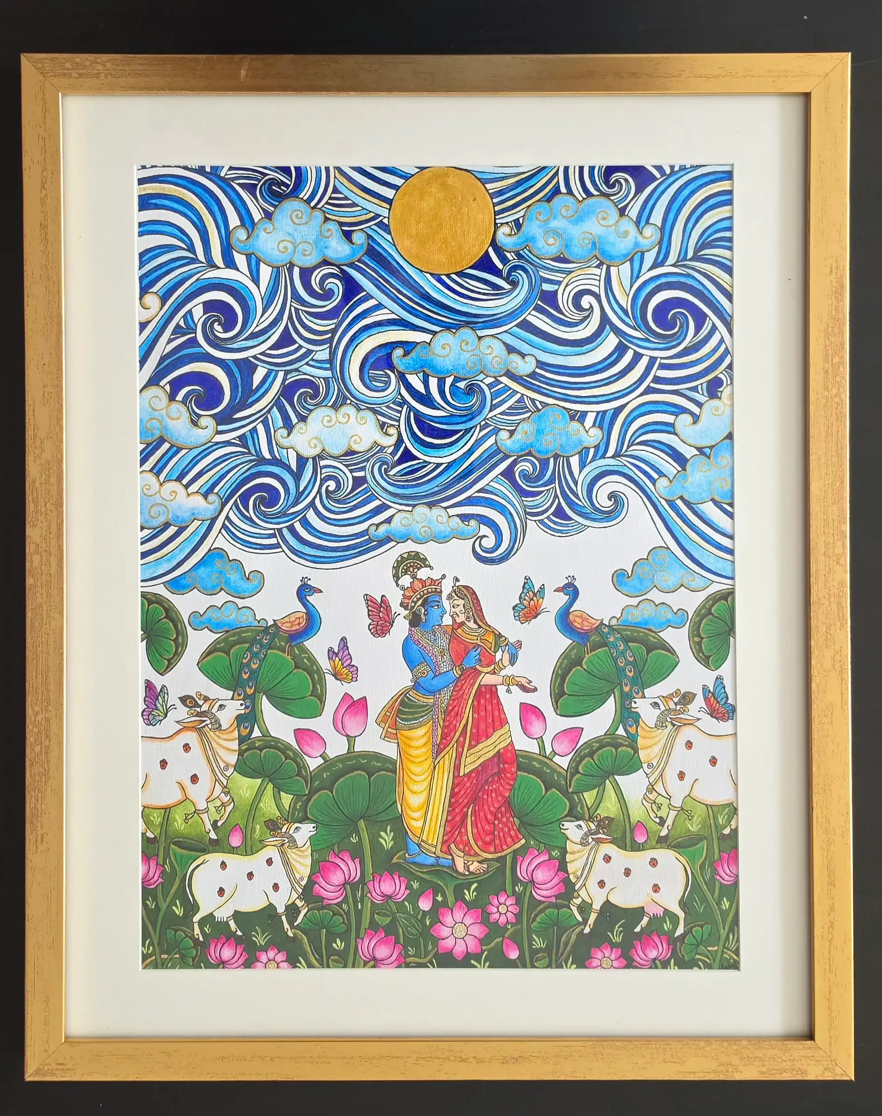 Megh Shyam Ras – Monsoon Melody of Radha Krishna (30 × 42 cm)