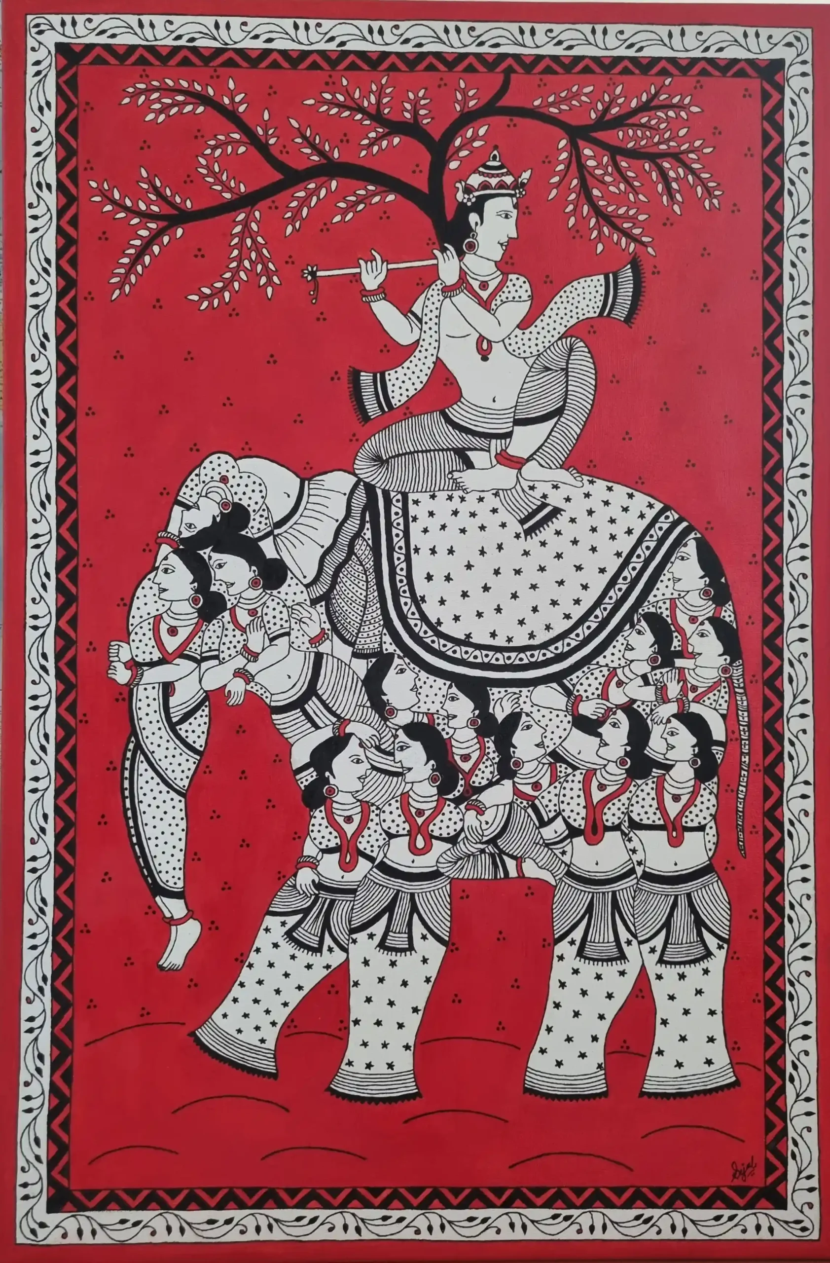 Nari Kunjar – The Elephant Made of Women (60 × 40 cm)