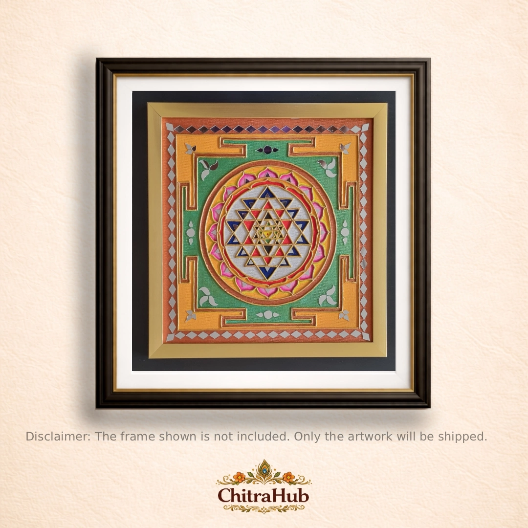 Clay & Cosmos – Sri Yantra in Lippan Art (30 × 30 cm)