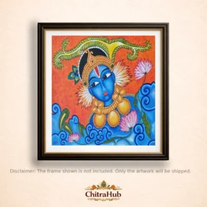 Vishnu – Divine Serenity in Kerala Mural Style (48 × 40 cm (18.9 × 15.7 inches approx.)