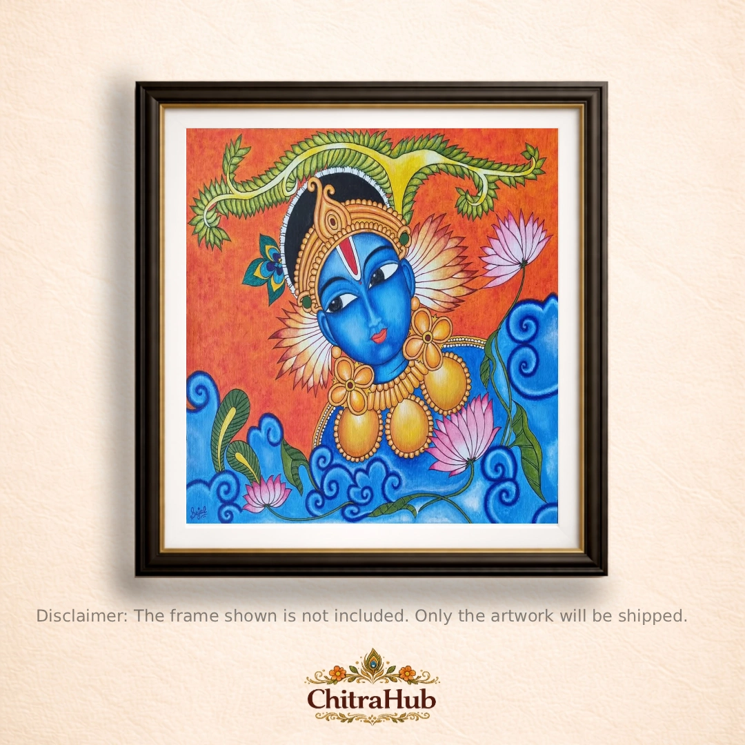 Vishnu – Divine Serenity in Kerala Mural Style (48 × 40 cm (18.9 × 15.7 inches approx.)