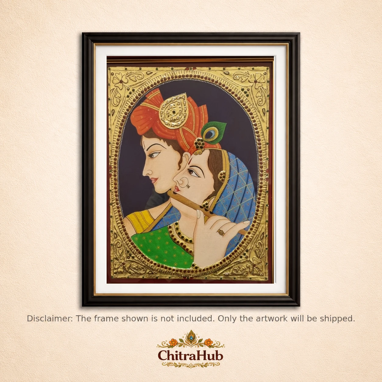 Celestial Love – Radha Krishna in Tanjore Style (45 × 37 cm)