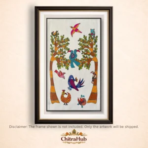 Birds Kingdom in Gond Art (24 × 40 cm)