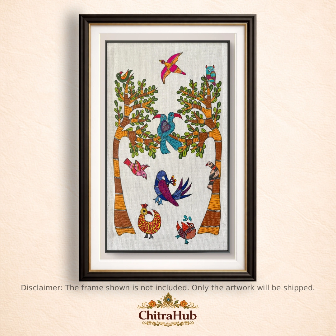 Birds Kingdom in Gond Art (24 × 40 cm)